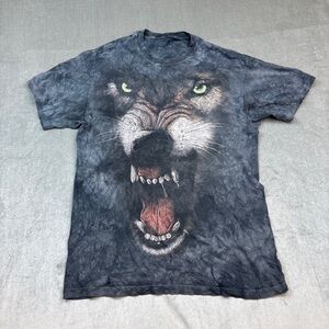 VTG The Mountain Wolf Graphic T-Shirt Tie Dye Black Animal Tee Men’s M